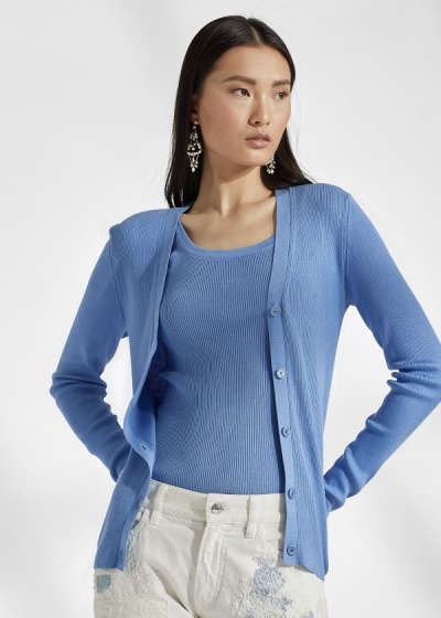 Women's Ralph Lauren Rib-Knit Silk Cardigan | 549321WBR